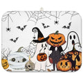 Halloween Dish Drying Mat - Extra Large Microfiber Drainer Pads for Kitchen Counter, Ghost Design, 18x24 inches - Black & White Variation