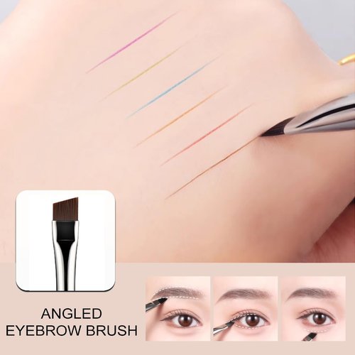 KINGMAS Eyebrow Brush - Professional Duo Angled Brush for Lining & Shaping Brows | Black