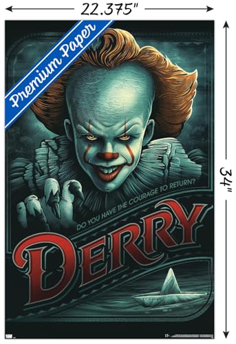 Pennywise Derry Wall Poster with Clip Bundle - 22.375 x 34 Inches, Premium Art Decor