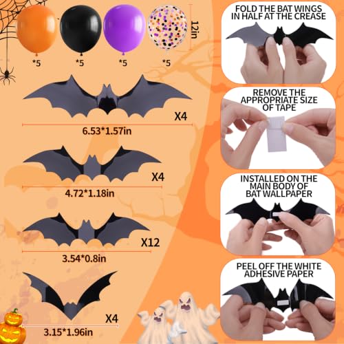 Halloween Birthday Party Decorations Set - 73 Pieces with Banner, Balloons, Bat Stickers, Garland & More - Birthday Variation