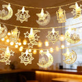 Moon Star String Lights 10FT 20 LED Fairy Lights Ramadan & Christmas Decor - Battery & USB Powered with 2 Modes Waterproof