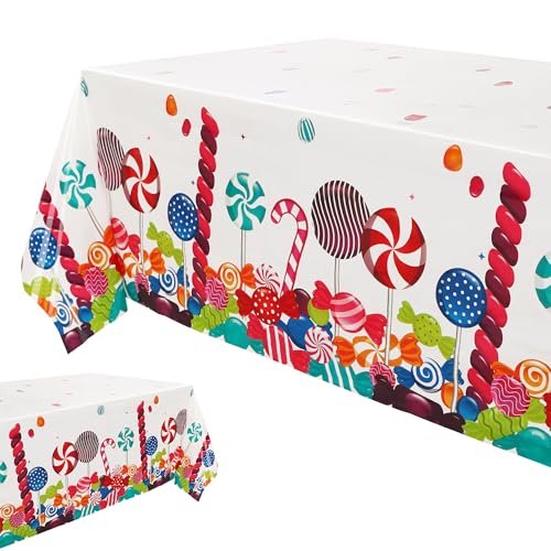 Candyland Party Tablecloths - Disposable 54x108 Inch Set for Birthday & Holiday Events