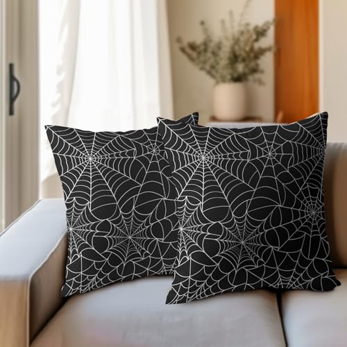 Spider Web Halloween Pillow Covers 24x24 Inch Set of 2 - Outdoor Decorative Throw Pillow Cases