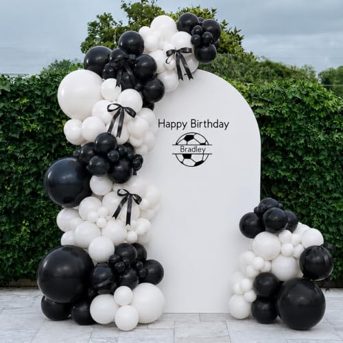 Black and White Balloon Arch Kit for Birthday Halloween Decorations - Variation of Blackwhitebow
