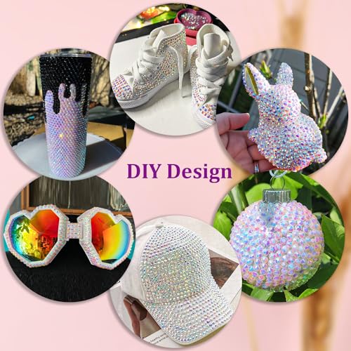 White AB Resin Rhinestones 25,000 Pcs Craft Gems Set with Glue for DIY Jewelry & Decor - Large Pack