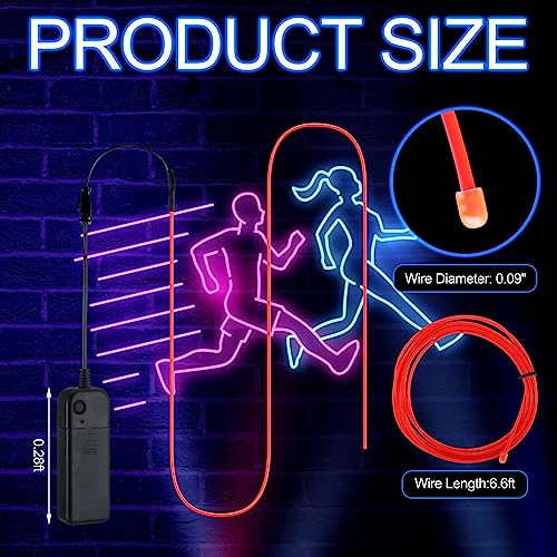 30 Pack 6.6ft Neon LED EL Wire Lights Battery Powered for DIY & Events
