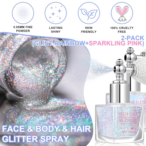 Rainbow Glitter Hair & Body Spray Set - Pink & Sparkling Pink Variation