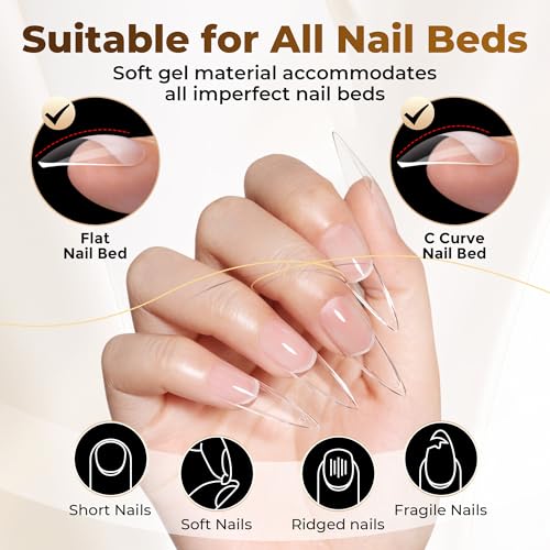 Long Stiletto Gel Nail Tips 504PCS Full Cover Pre-Etched - Professional Salon Quality