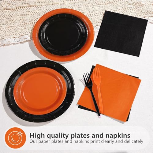 200Pcs Orange Black Halloween Birthday Party Decorations Set - Serves 50 | Variation: Orange Black Kits