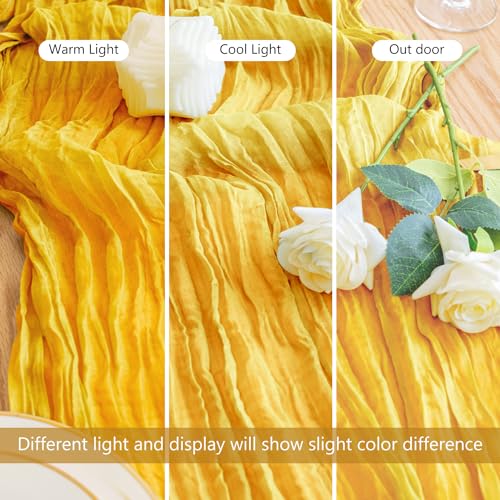 Cheesecloth Table Runner 10FT Gold Boho Rustic Sheer Wedding Decor - 1 Pack