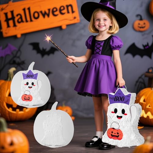 VINTS Halloween Ghost Piñata with Blindfold & Stick - White
