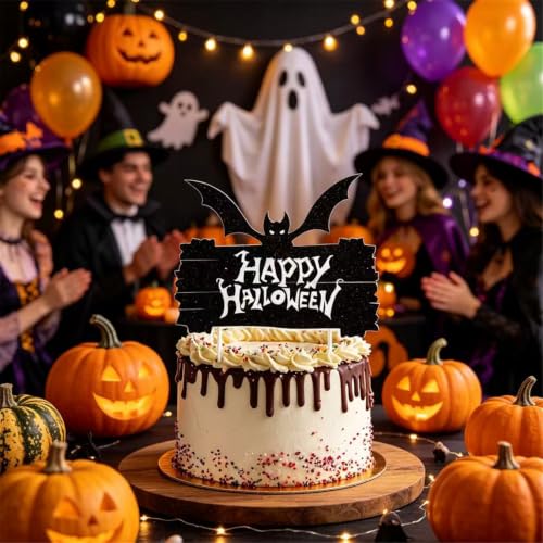 Halloween Party Decoration Set with Banner, Hanging Swirls, Cake & Cupcake Toppers