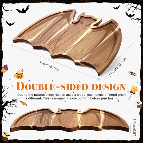 Potchen Bat-Shaped Halloween Wooden Cutting Board & Serving Tray - Acacia Wood