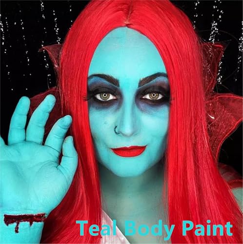 Teal Face & Body Paint for FX Makeup, Halloween, Cosplay - 2.1 oz - Water Based, Fast-Drying, Easy Wash