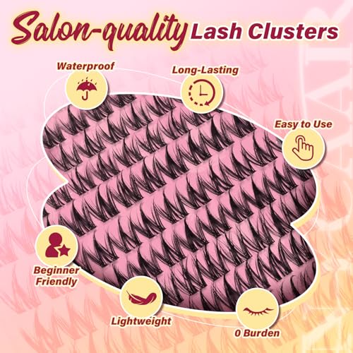 Natural Look D Curl Lash Clusters 144pcs Spiky Wispy Eyelash Extensions Variation of D-8-18MIX