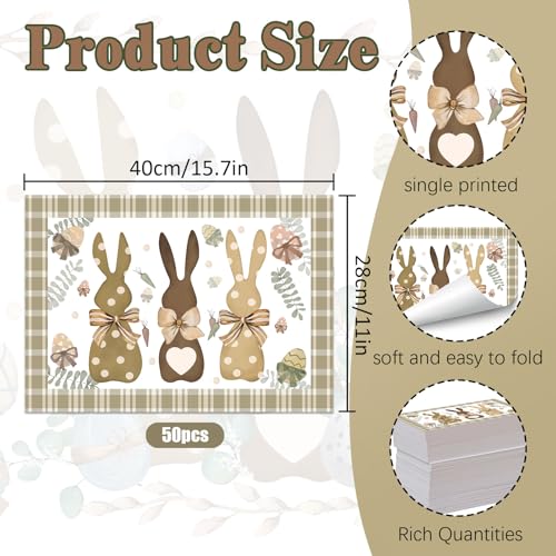 Brown Easter Paper Placemats - 50 Sheets, 16 x 11 Inch Spring Table Mats
