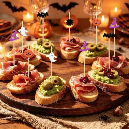 Halloween Mix Cocktail Picks - Spooky Food Skewers for Appetizers & Drinks