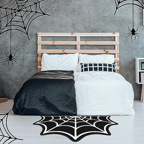 Halloween Bath Mat Set 3 Pieces Spider Web Non Slip Bathroom Rugs