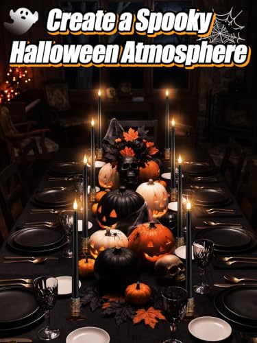 12 Pcs Halloween Flameless Candles with Holders & Timer - Spooky Atmosphere