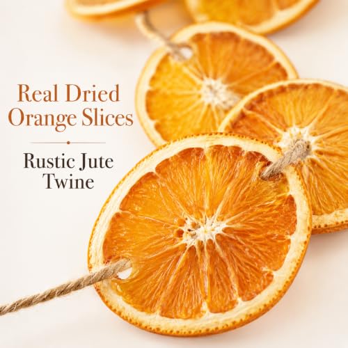 Dried Orange Garland with 30 Slices - Rustic Christmas Decor, 10ft - Variation 02