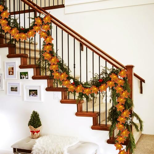 Fall Maple Leaf String Lights - 13.5ft Outdoor Indoor Halloween Thanksgiving Decor