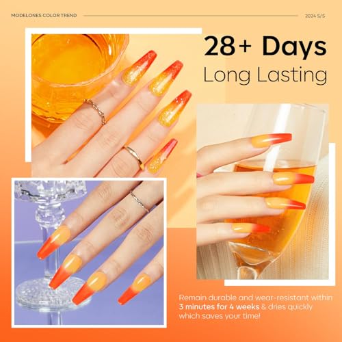 Color Changing Gel Nail Polish - Orange Mood & Temperature Effect - Variation: A05 Sun Will Never Set