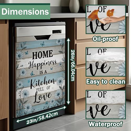 Rustic Flowers Dishwasher Magnet Cover - Decorative Full Panel Kitchen Decor 23x26 Inch