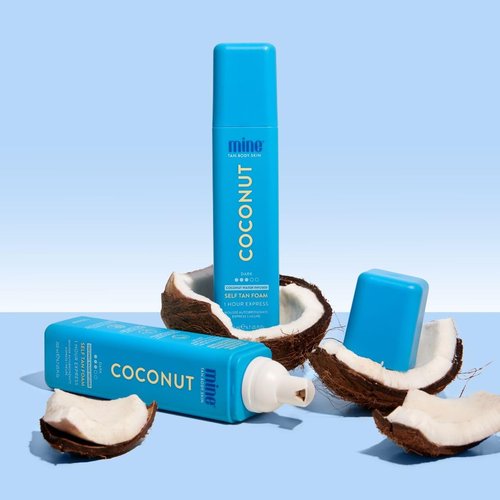 MineTan Coconut Duo Self Tan Bundle - Express 1 Hour | 2 Coconut Tanner Mousses, Mitt & Exfoliating Glove
