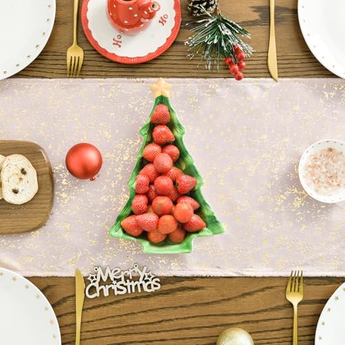 Pink Dutch Fleece Table Runner 13x72 Inch Holiday Kitchen Decor Glitter Metallic
