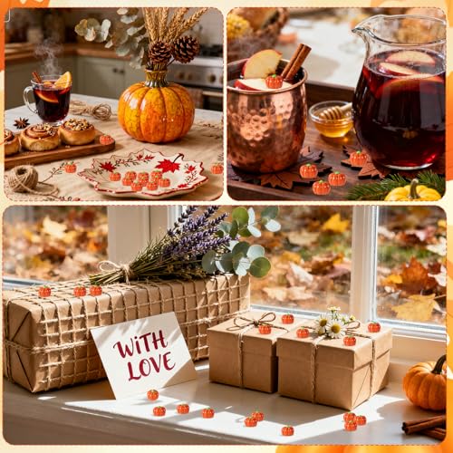 Miniature Fall Pumpkins Set - 50 Small Resin Decorations for Autumn & Thanksgiving
