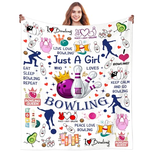 Bowling Themed Blanket Gifts for Women & Adults - 50x40 Inches - Bowling Accessories