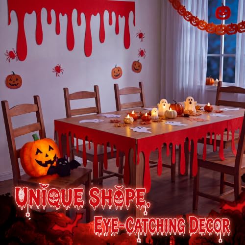 Halloween Felt Banner Decoration Set - 12 Red Felt Garlands for Party & Mantle Decor