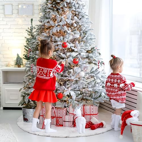 72 Inch White Faux Fur Christmas Tree Skirt - Large Holiday Holiday Decor