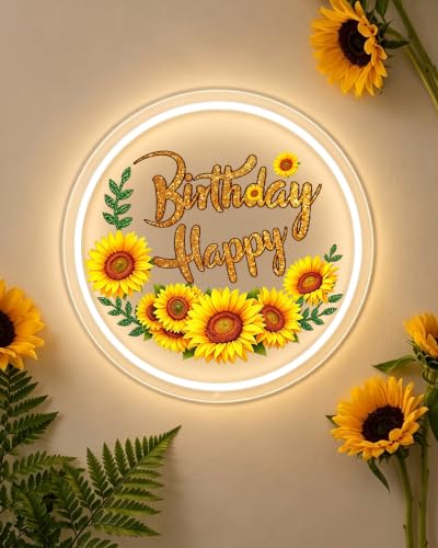 Sunflower LED Neon Sign - Birthday Party Wall Decor, Yellow Sunflower Variation