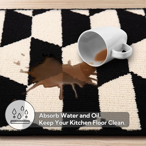 Kitchen Floor Mat Non Slip Washable Rug 47x20 Inches Diamond Pattern Stain Resistant