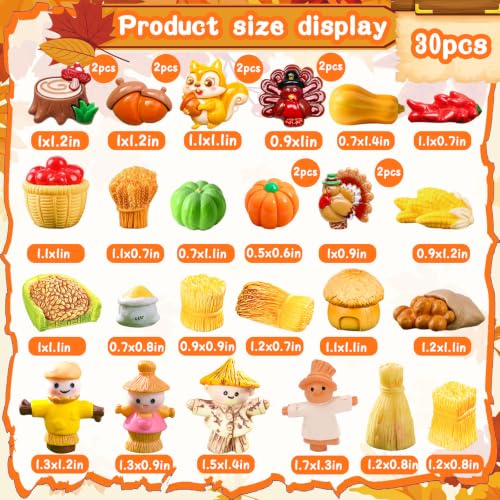 Thanksgiving Mini Resin Figurines Set - 30 Pieces Autumn Fall Decor