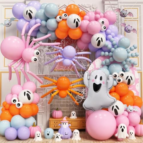 Halloween Spider Balloons Arch Kit with Colorful Latex & Foil Balloons - Candy Spider Variation