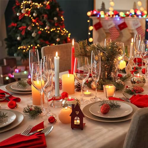 Flameless Taper Candles with Remote Timer - 6 Pack, Realistic Wax Design