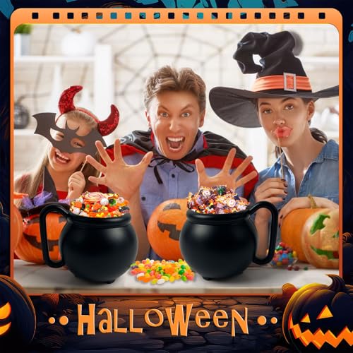 15 Pcs Halloween Cauldron Mug Set - 15 OZ Plastic Witch Party Cups