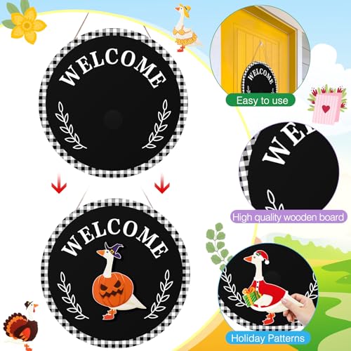 Black Interchangeable Halloween Welcome Sign - 12 Inch Front Door Decor