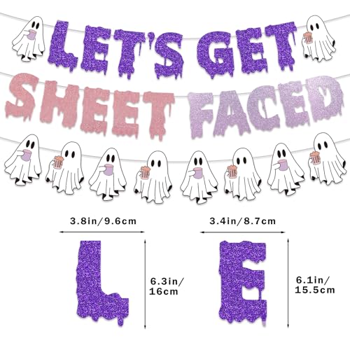 Halloween Pink Ghost Banner & Glitter Ghost Garland Set – Party Decorations