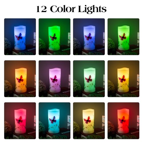 Flameless Pink Butterfly Candle with Remote Control - Battery Operated LED Light, Flickering & Timer, 3x6 Inches