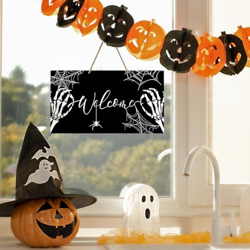 Halloween Skeleton Hands Front Door Sign - Gothic Welcome Decor
