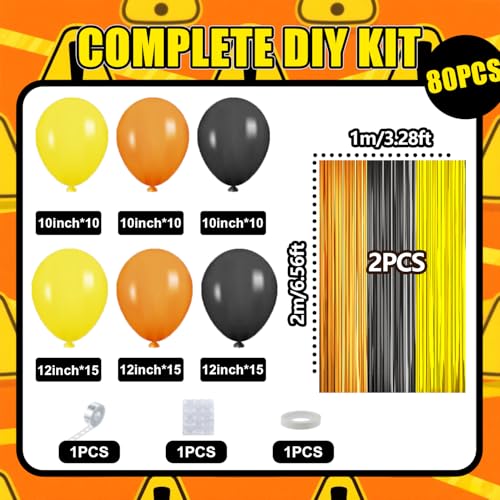 Construction Balloon Garland Arch Kit Party Decorations - Yellow, Orange, Black