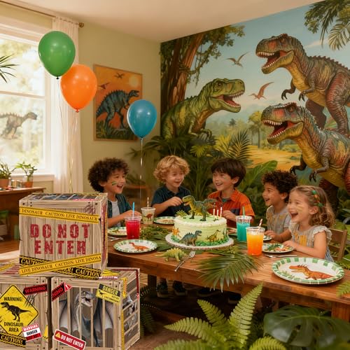 Halloween Dinosaur Party Decoration Boxes Set - 12x12 Inches, 6 Pieces