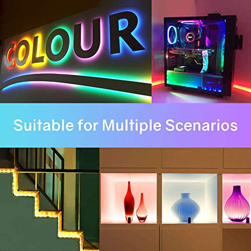 Pre-Cut LED Strip Lights Kit with RF Remote, Power Supply, Connectors - 12 Inch RGB Accent Lighting for TV, Home, DIY