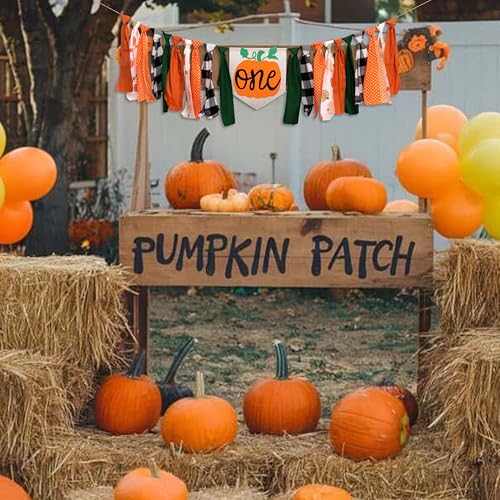 Fall Pumpkin First Birthday Highchair Banner - Orange Pumpkin Variation