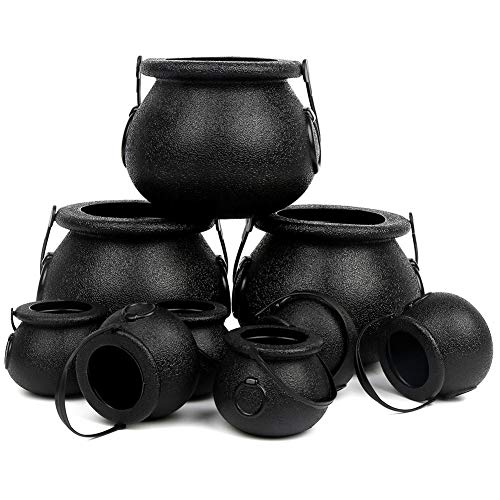 Assorted Size Black Cauldron Candy Buckets - 9 Pack for Halloween & St. Patrick's Day