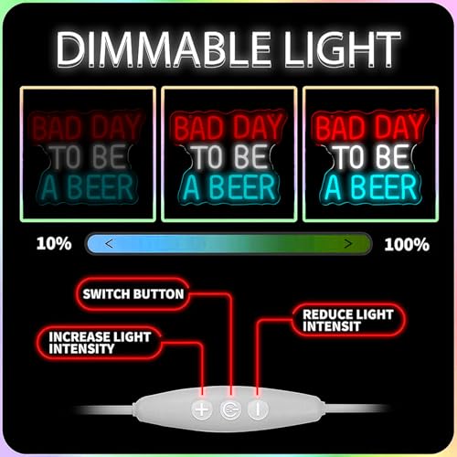 Funny LED Neon Sign - Beer Day Warning Wall Decor for Bar, Man Cave