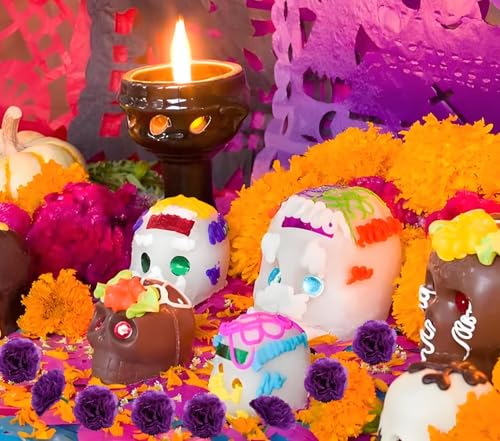 Purple Artificial Marigold Flowers Set of 100 for Day of the Dead & Festivals - Faux Silk Decor